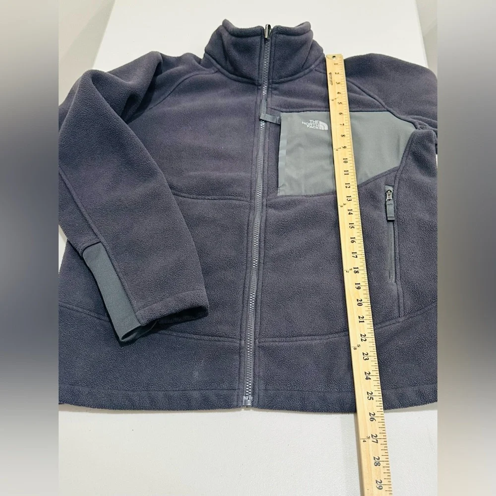 The North Face Jacket Boys XL 18/20 Fleece Black Full Zip Panel Gray‎ Accents